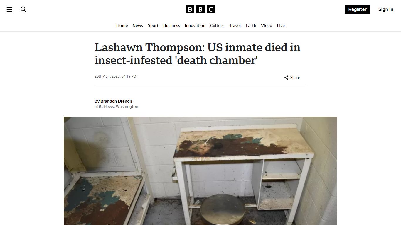 Lashawn Thompson: US inmate died in insect-infested 'death chamber' - BBC
