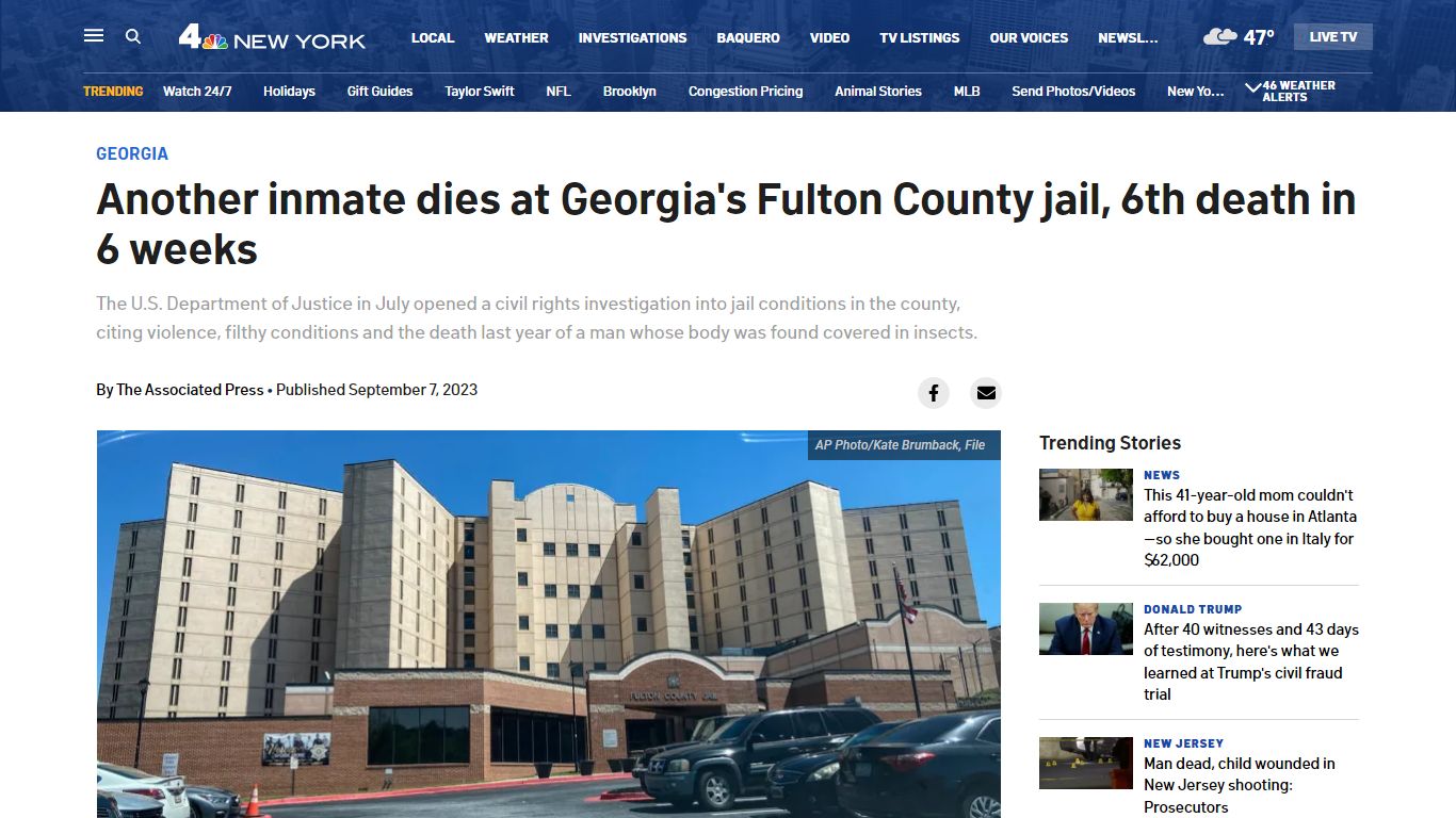 Another inmate dies at Georgia’s Fulton County jail, 6th death in 6 ...